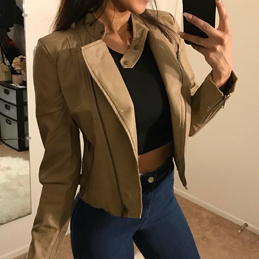 Tan Faux leather jacket - NWT